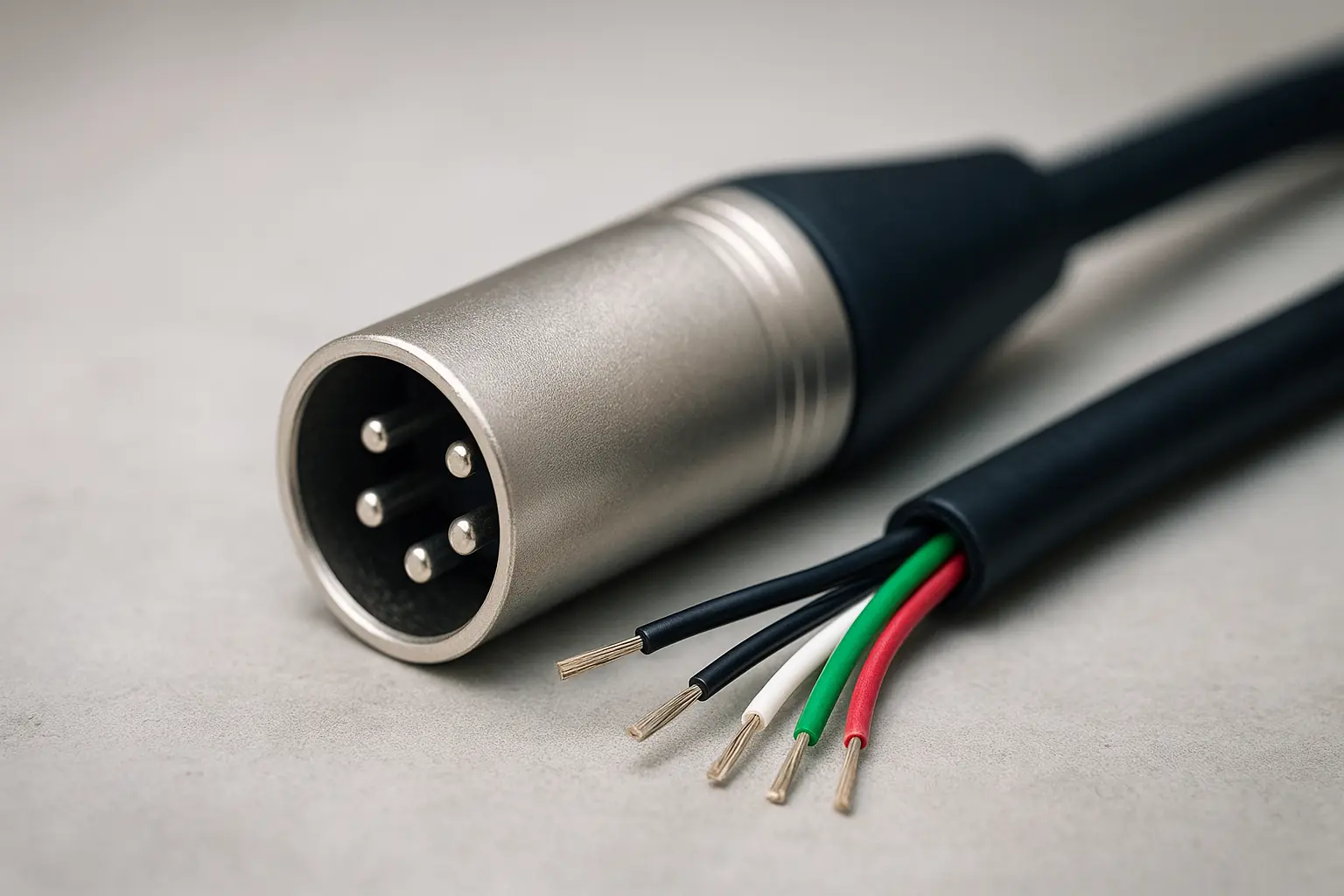 Close-up of a 5-pin XLR connector showing internal wiring..png