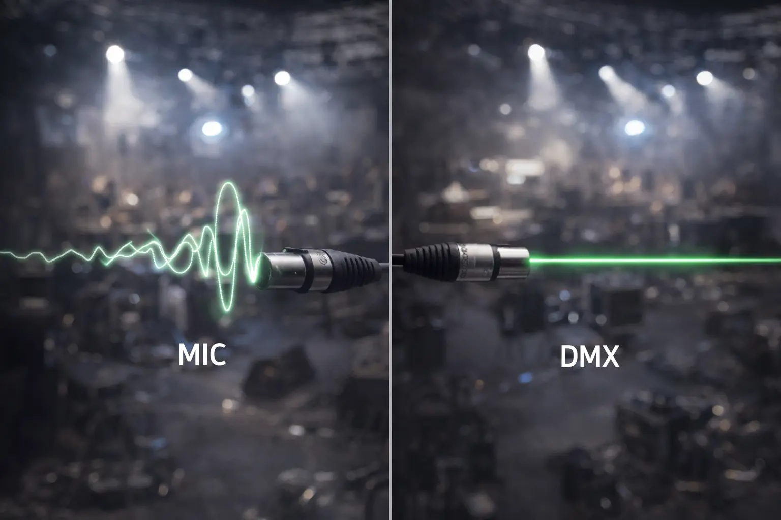 Comparison of microphone cable versus proper DMX cable, showing signal reflection issues caused by incorrect impedance..png